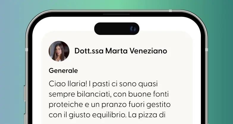 Revisione settimanale scritta dalla nutrizionista nell’app Balanced
